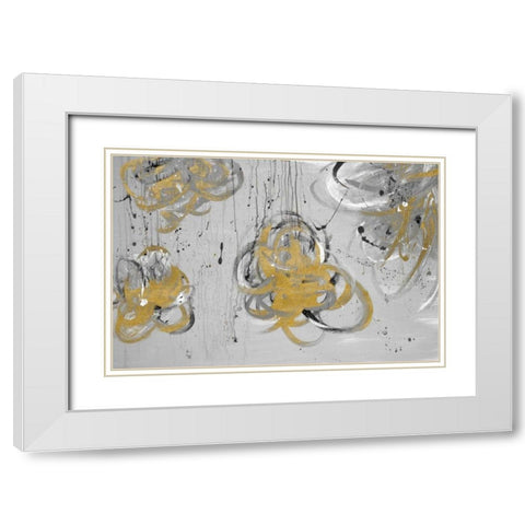 Forms of Gray and Gold White Modern Wood Framed Art Print with Double Matting by Marie, Addie