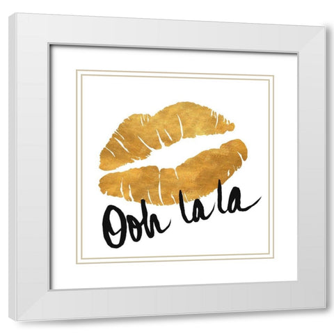Ooh La La Lips White Modern Wood Framed Art Print with Double Matting by SD Graphics Studio