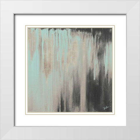 Teal Paysage I White Modern Wood Framed Art Print with Double Matting by Pinto, Patricia