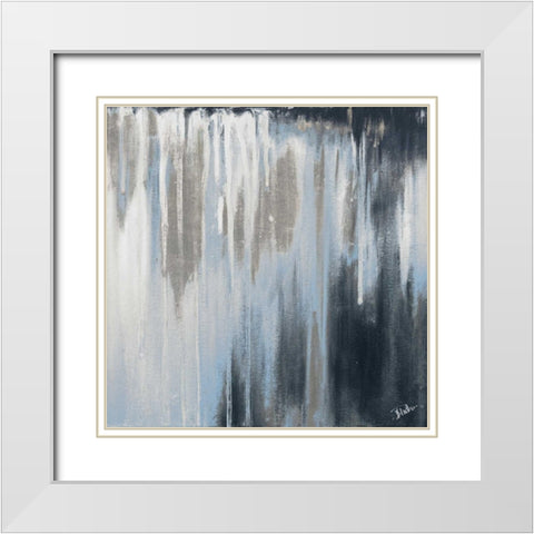 Blue and Silver Paysage I White Modern Wood Framed Art Print with Double Matting by Pinto, Patricia