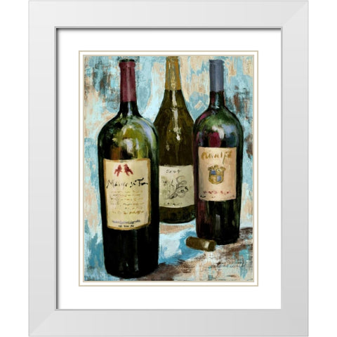 Time for Wine on Blue II White Modern Wood Framed Art Print with Double Matting by Loreth, Lanie