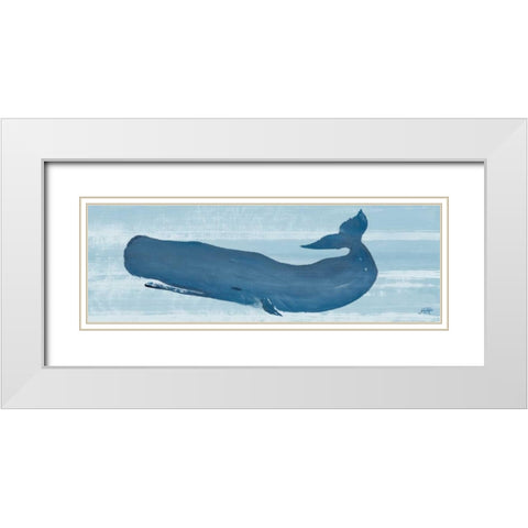 Blue Whale II White Modern Wood Framed Art Print with Double Matting by DeRice, Julie