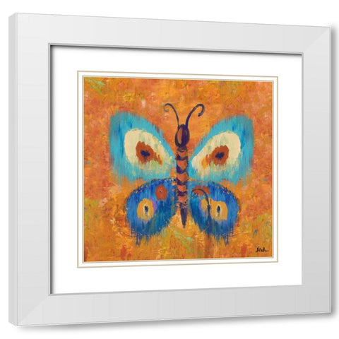 Ikat Flutter Square I White Modern Wood Framed Art Print with Double Matting by Pinto, Patricia