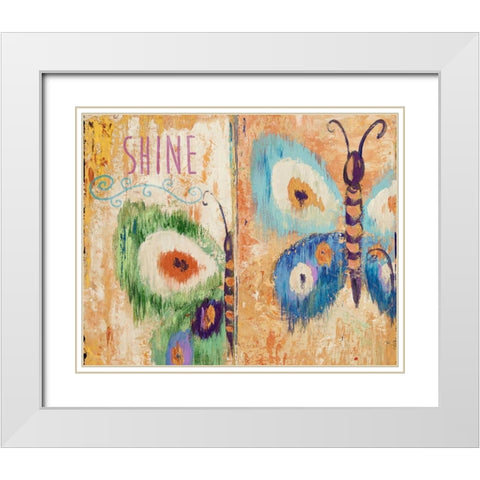 Ikat Flutter Shine White Modern Wood Framed Art Print with Double Matting by Pinto, Patricia