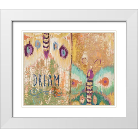 Ikat Flutter Dream White Modern Wood Framed Art Print with Double Matting by Pinto, Patricia