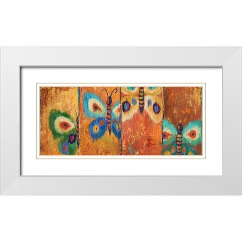 Ikat Flutter White Modern Wood Framed Art Print with Double Matting by Pinto, Patricia