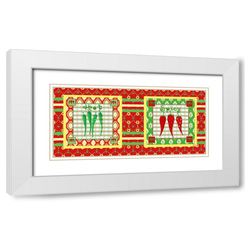 Chili Fiesta Panel V White Modern Wood Framed Art Print with Double Matting by Metz, Andi