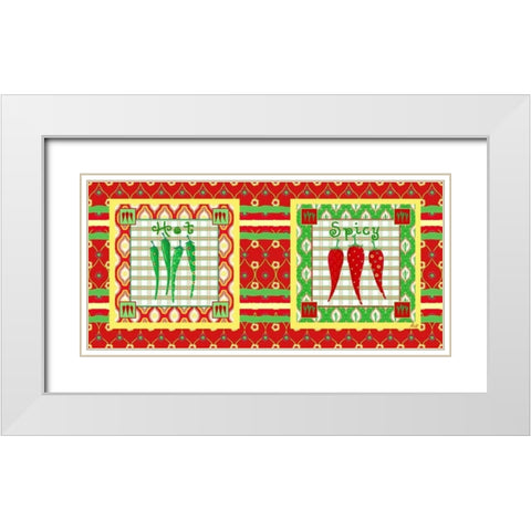 Chili Fiesta Panel V White Modern Wood Framed Art Print with Double Matting by Metz, Andi