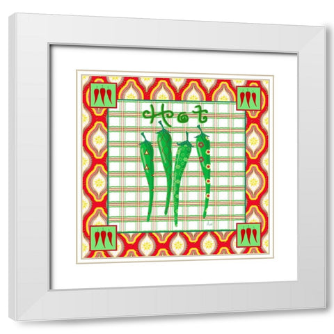 Chili Fiesta I White Modern Wood Framed Art Print with Double Matting by Metz, Andi