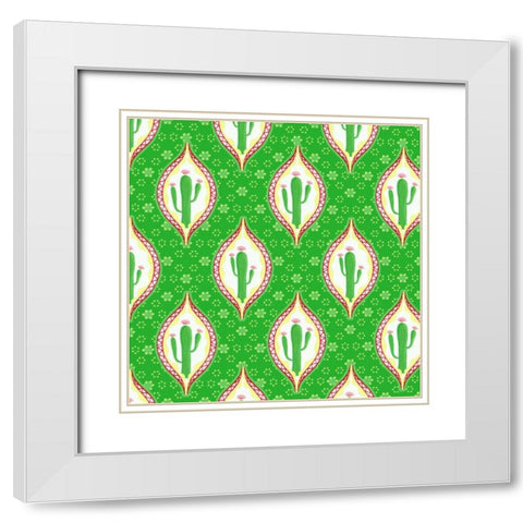 Chili Fiesta Pattern I White Modern Wood Framed Art Print with Double Matting by Metz, Andi