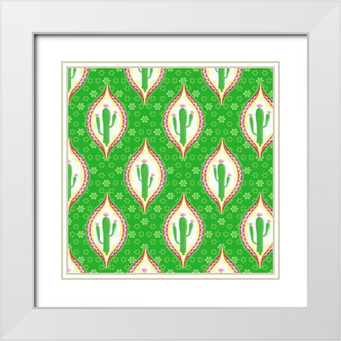Chili Fiesta Pattern I White Modern Wood Framed Art Print with Double Matting by Metz, Andi