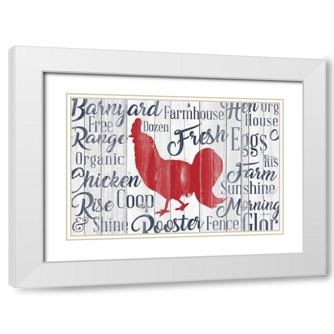 Kitchen Rooster White Modern Wood Framed Art Print with Double Matting by Edwins, Hugo