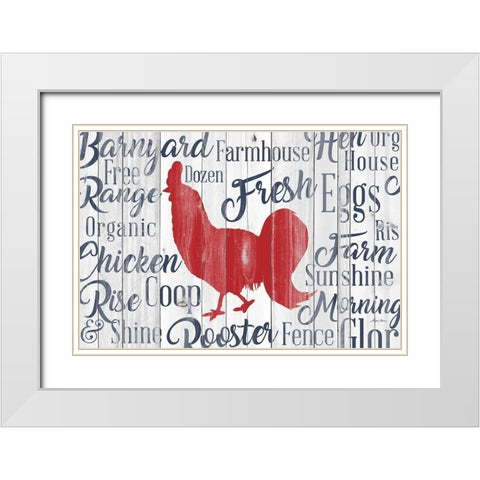 Kitchen Rooster White Modern Wood Framed Art Print with Double Matting by Edwins, Hugo