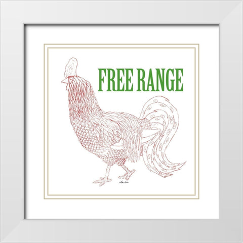 Free Range White Modern Wood Framed Art Print with Double Matting by Edwins, Hugo