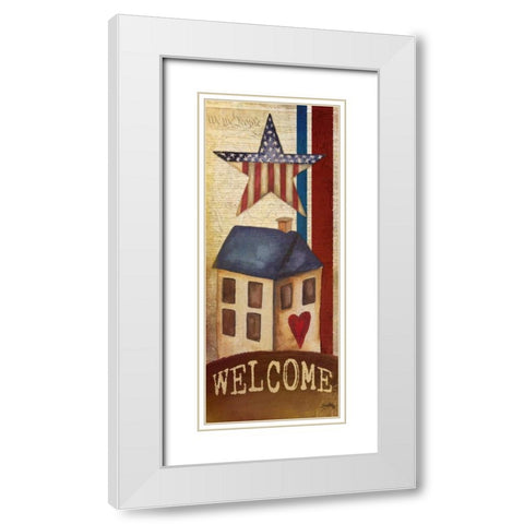 Welcome Home America I White Modern Wood Framed Art Print with Double Matting by Medley, Elizabeth