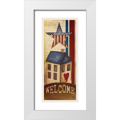 Welcome Home America I White Modern Wood Framed Art Print with Double Matting by Medley, Elizabeth