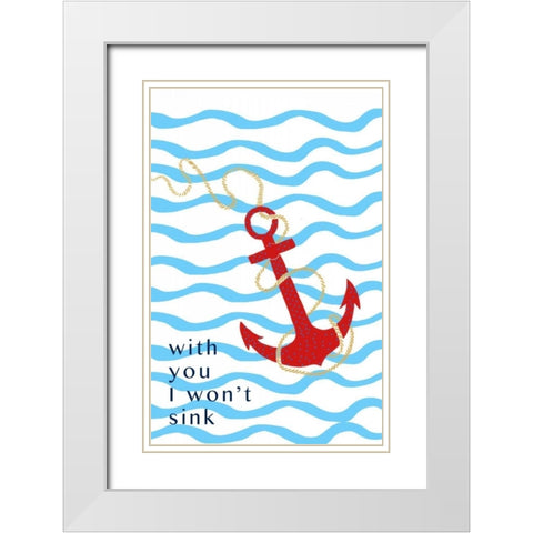 Sweet Anchor I White Modern Wood Framed Art Print with Double Matting by Biscardi, Nicholas