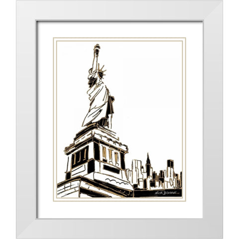 Tenement Liberty White Modern Wood Framed Art Print with Double Matting by Biscardi, Nicholas