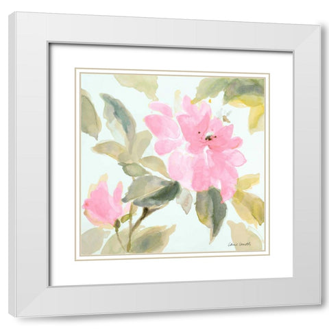 Early Pink Blooms I White Modern Wood Framed Art Print with Double Matting by Loreth, Lanie