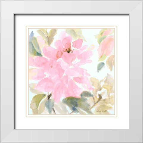 Early Pink Blooms II White Modern Wood Framed Art Print with Double Matting by Loreth, Lanie