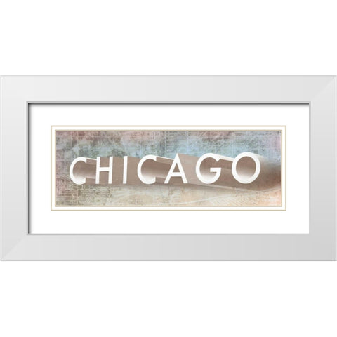 Windy Chicago I White Modern Wood Framed Art Print with Double Matting by Meneely, Dan