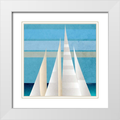 Main Sail Harbor I White Modern Wood Framed Art Print with Double Matting by Meneely, Dan