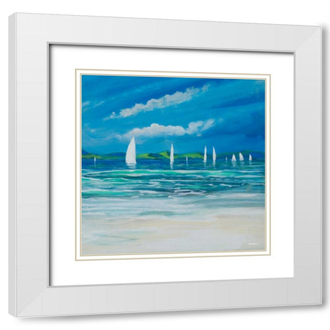 Sail Away Beach II White Modern Wood Framed Art Print with Double Matting by Meneely, Dan