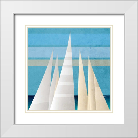 Main Sail Harbor III White Modern Wood Framed Art Print with Double Matting by Meneely, Dan