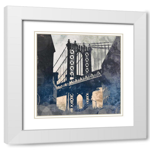 NY Bridge at Dusk II White Modern Wood Framed Art Print with Double Matting by Meneely, Dan