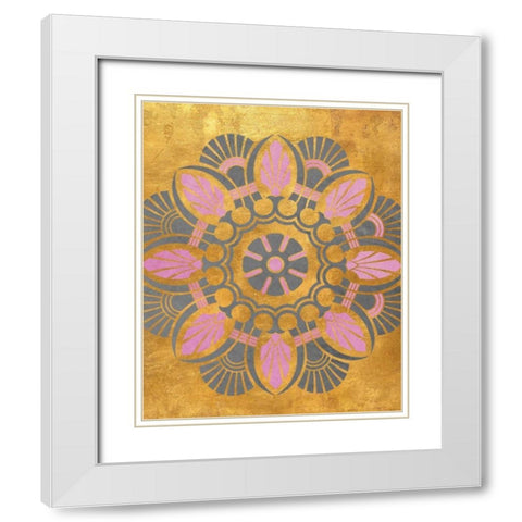 Gray and Pink Medallion II White Modern Wood Framed Art Print with Double Matting by Studio, SD Graphics
