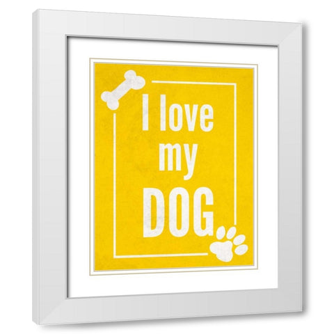 Love my Dog Yellow White Modern Wood Framed Art Print with Double Matting by Studio, Sd Graphics
