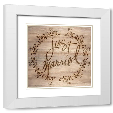 Just Married White Modern Wood Framed Art Print with Double Matting by Studio, Sd Graphics