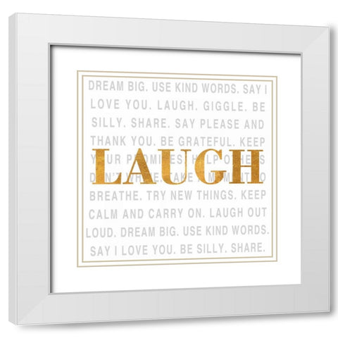 Gold Love Type II (Laugh) White Modern Wood Framed Art Print with Double Matting by SD Graphics Studio