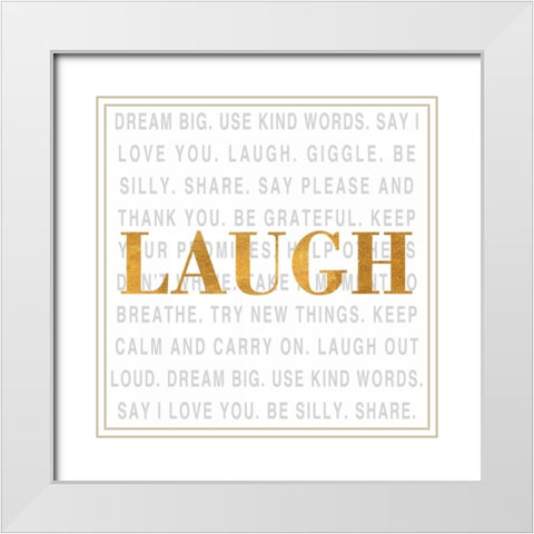 Gold Love Type II (Laugh) White Modern Wood Framed Art Print with Double Matting by SD Graphics Studio
