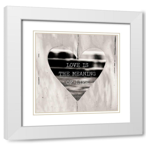 Love is the Meaning White Modern Wood Framed Art Print with Double Matting by Peck, Gail
