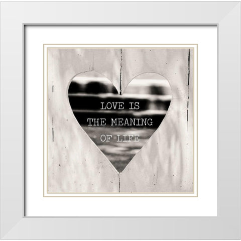Love is the Meaning White Modern Wood Framed Art Print with Double Matting by Peck, Gail