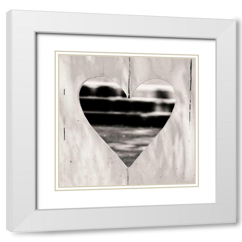 Whole Hearted Fence White Modern Wood Framed Art Print with Double Matting by Peck, Gail