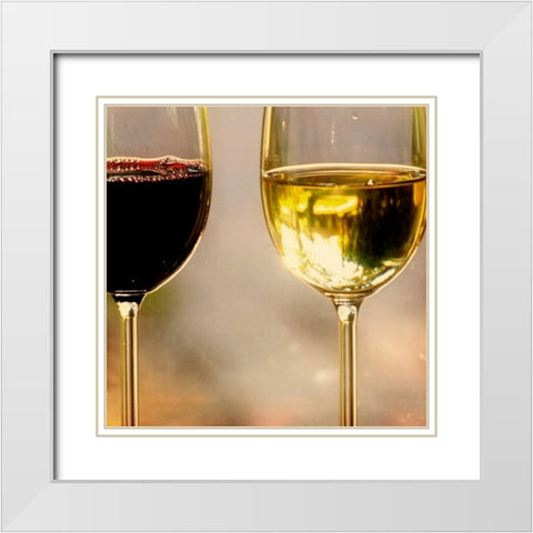 Wine Glasses in the Light White Modern Wood Framed Art Print with Double Matting by Peck, Gail