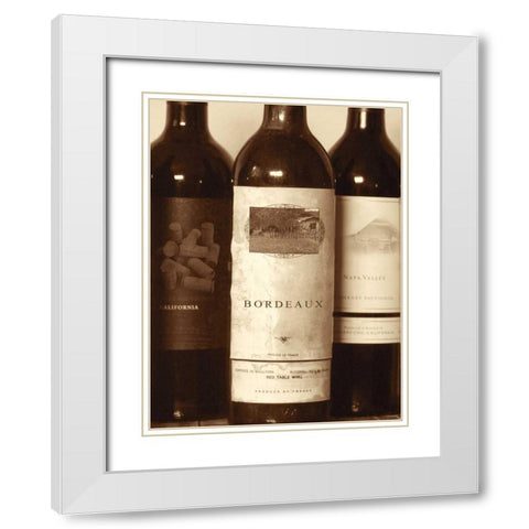 Wine Bottles I White Modern Wood Framed Art Print with Double Matting by Peck, Gail