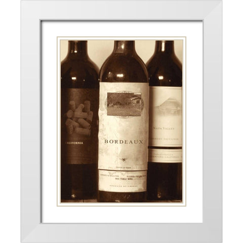 Wine Bottles I White Modern Wood Framed Art Print with Double Matting by Peck, Gail