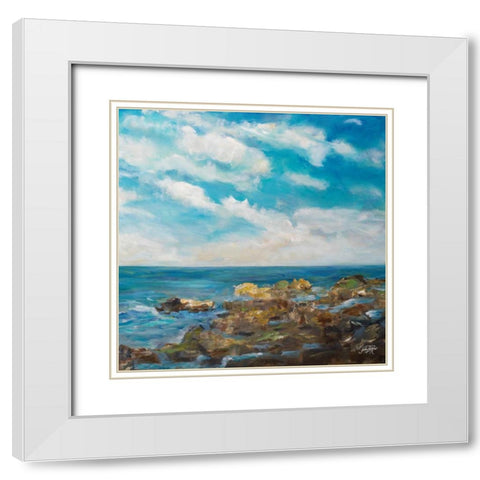 Into the Horizon Square I White Modern Wood Framed Art Print with Double Matting by DeRice, Julie