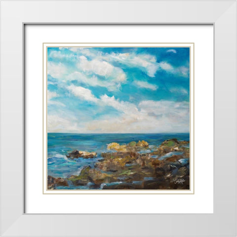 Into the Horizon Square I White Modern Wood Framed Art Print with Double Matting by DeRice, Julie