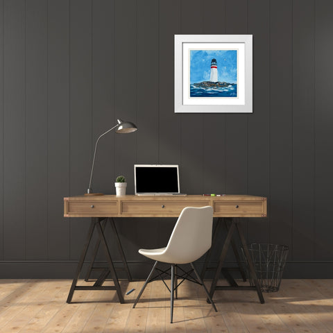 The Lighthouses I White Modern Wood Framed Art Print with Double Matting by DeRice, Julie
