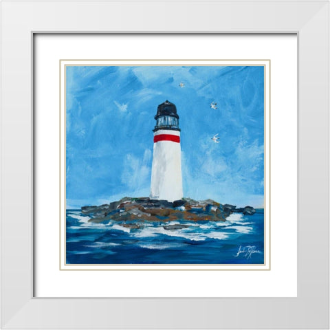 The Lighthouses I White Modern Wood Framed Art Print with Double Matting by DeRice, Julie