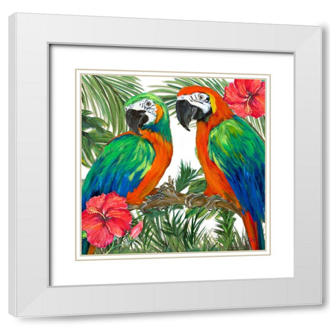 Island Birds White Modern Wood Framed Art Print with Double Matting by DeRice, Julie