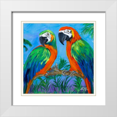 Island Birds Square I White Modern Wood Framed Art Print with Double Matting by DeRice, Julie