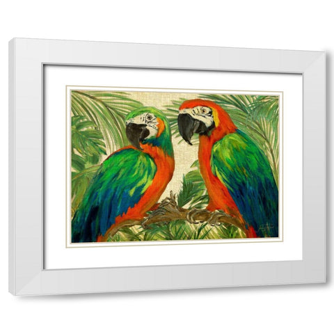 Island Birds on Burlap White Modern Wood Framed Art Print with Double Matting by DeRice, Julie