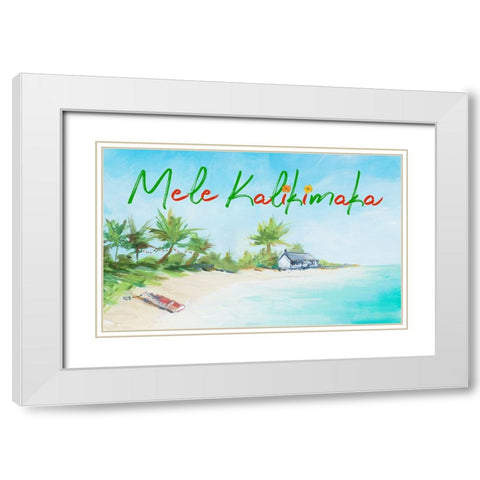 Mele Kalikimaka White Modern Wood Framed Art Print with Double Matting by DeRice, Julie