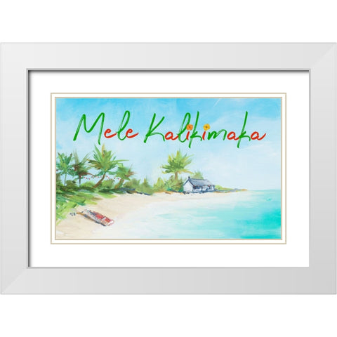 Mele Kalikimaka White Modern Wood Framed Art Print with Double Matting by DeRice, Julie