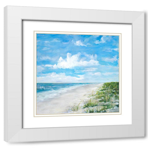 Day At The Beach Square White Modern Wood Framed Art Print with Double Matting by DeRice, Julie